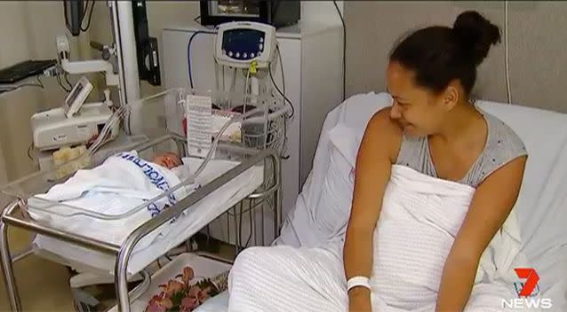 Mum Jodie Taylor was in the shower when baby Lucy Ina May came along. Source: 7 News