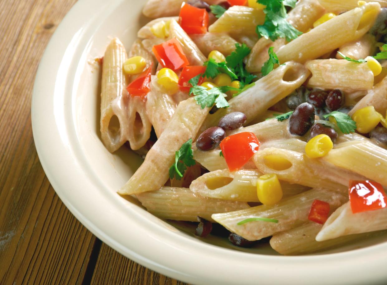 Southwestern pasta salad with black beans and corn