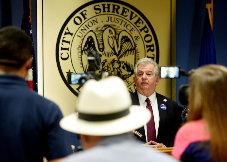 Shreveport Mayor Tom Arceneaux speaks to the press at a conference Thursday morning, August 3, 2023, to announce a General Obligation bond issue election for capital improvements in Shreveport. 