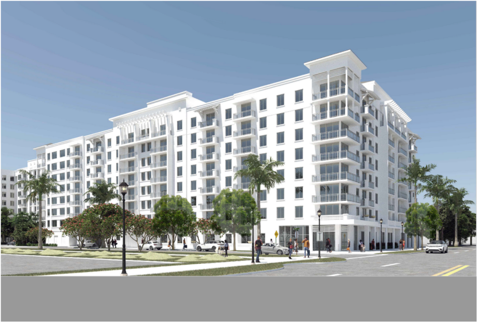 Un edificio de apartamentos de alquiler ofrecerá 290 viviendas en 17990 W. Dixie Highway, un corredor comercial que conecta North Miami Beach y Aventura. Arriba: Una representación del proyecto.