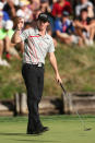 CARMEL, IN - SEPTEMBER 09: Rory McIlroy of Northern Ireland reacts after he made his final putt on the 18th green to finish 2o under and win the tournament during the final round of the BMW Championship at Crooked Stick Golf Club on September 9, 2012 in Carmel, Indiana. (Photo by Warren Little/Getty Images)