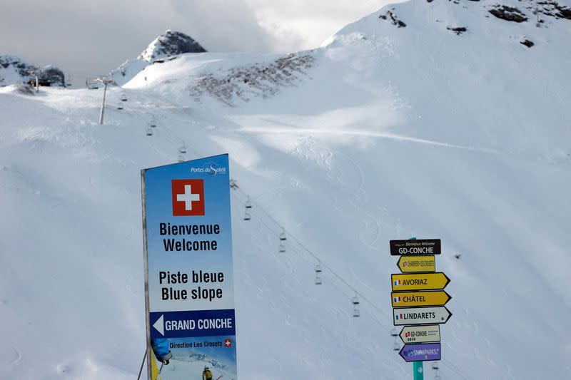 FILE PHOTO: Skiing amid COVID-19 pandemic in Les Crosets