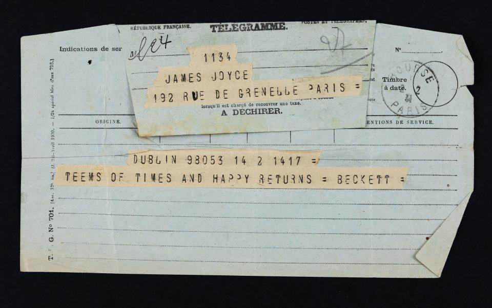 Telegram from Samuel Beckett to James Joyce - Beckett Estate/Reading University