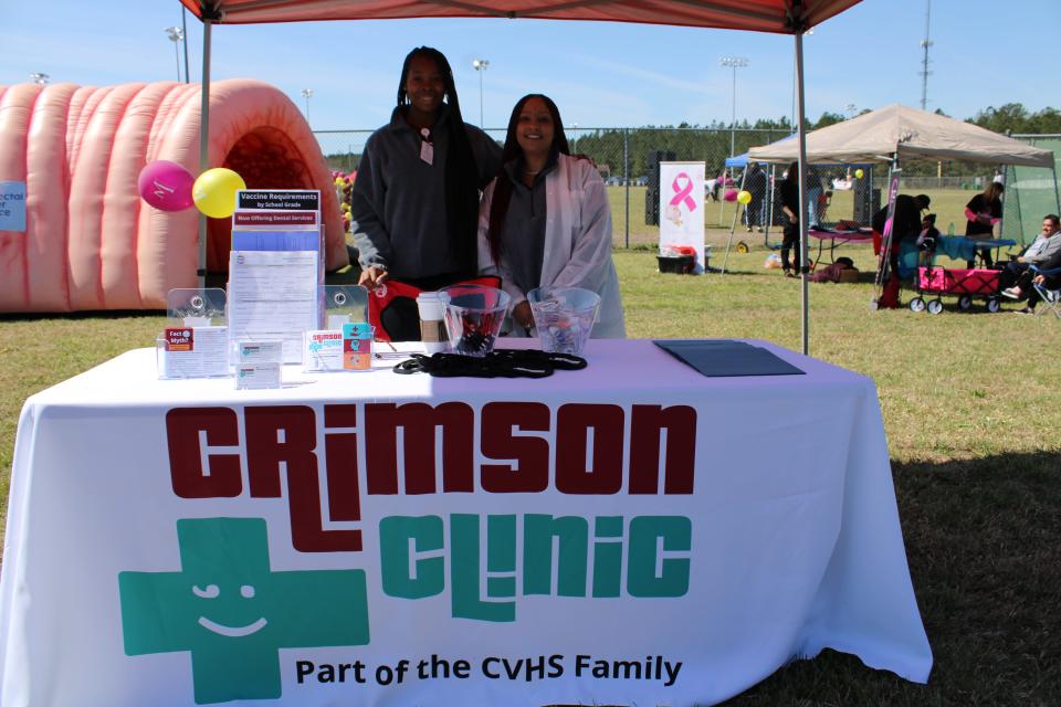 From left to right, Chelsey Cooper, coordinator for Crimson Clinic, part of Central Virginia Health Services, and Dr. Sheilandice Brown pose for a photo at Donamatrix Day 2022.