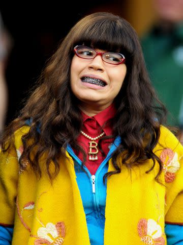 <p>George Napolitano/FilmMagic</p> America Ferrera as Betty Suarez in 'Ugly Betty' in New York City in 2009.