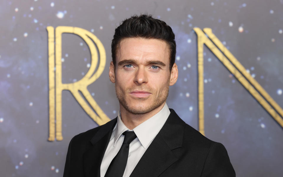 Richard Madden poses at the London premiere of "Eternals" on October 27, 2021