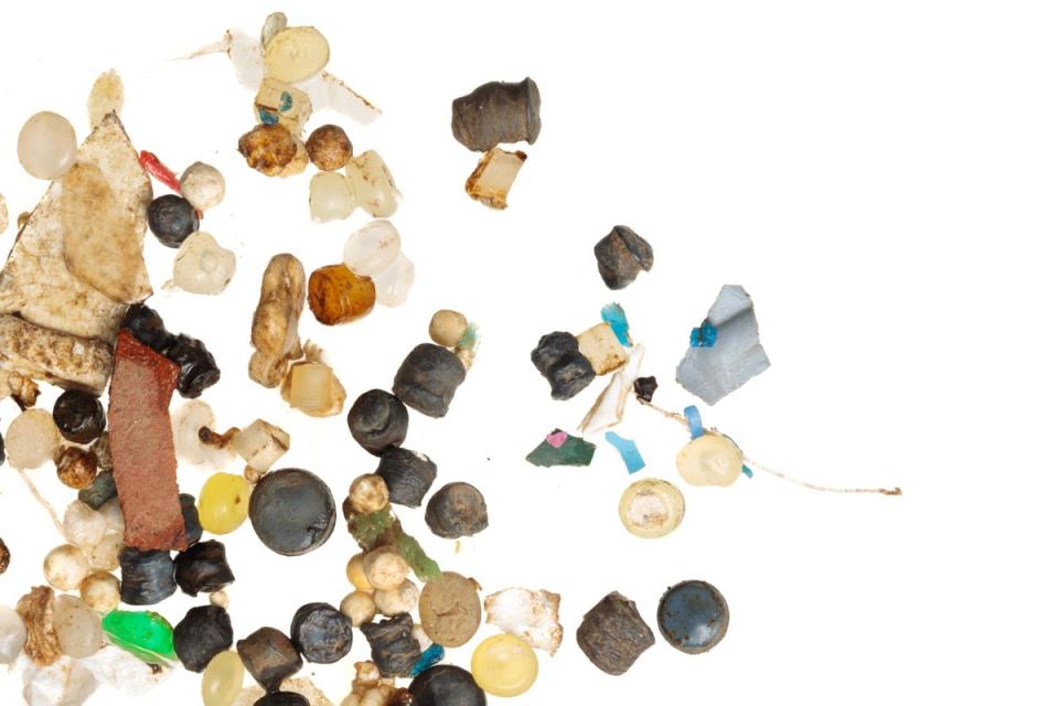 A sample of microplastics pulled out from the River Mersey in the UK (Green Peace/PA)