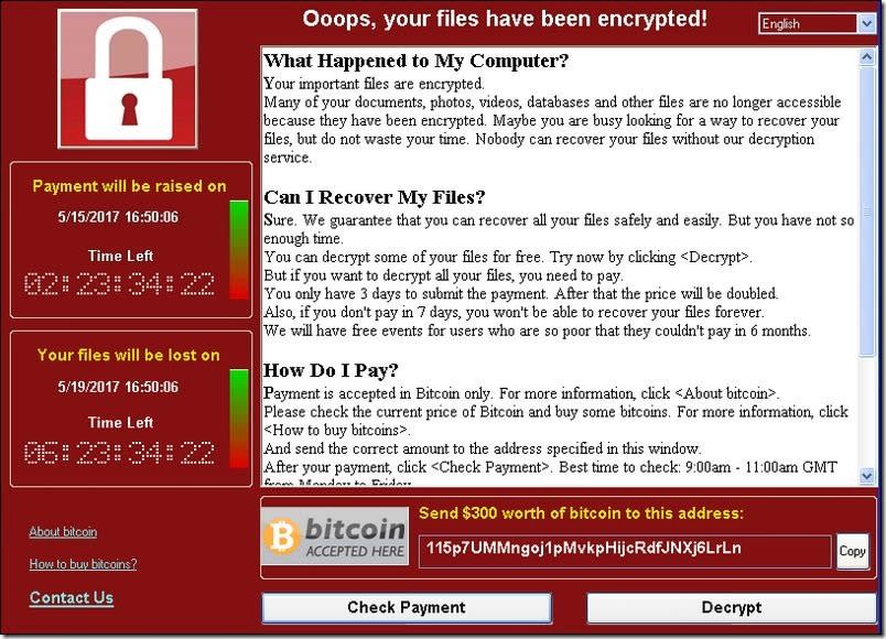↑ WannaCrypt 趁著舊系統的漏洞進行攻擊，唯有讓系統保持在最新狀態才可倖免。