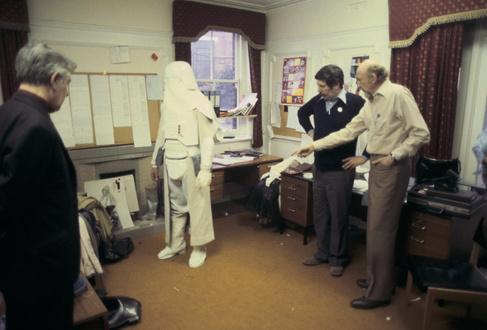 John Mollo overseeing the original Snowtrooper costume – Credit: Lucasfilm