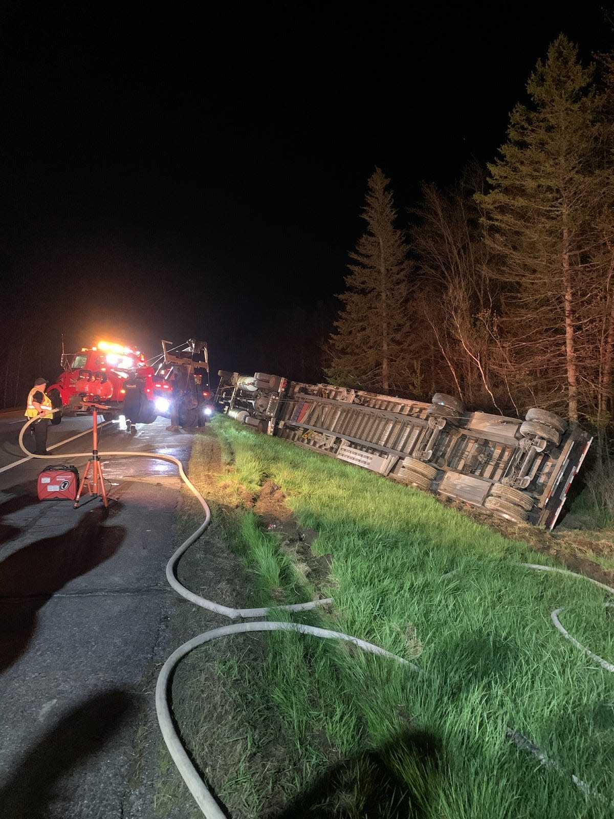 A tractor trailer carrying approximately 15 million bees rolled over Thursday night in Clinton, Maine. Officials say most of the bees were contained, intended for pollinating blueberry fields in Washington County.
