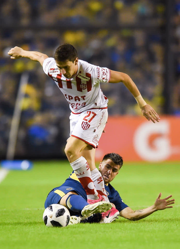 Franco Soldano, en su época de Unión de Santa Fe, enfrentando a Boca Juniors, equipo al que llega en calidad de préstamo con opción de compra. (Photo by Marcelo Endelli/Getty Images)