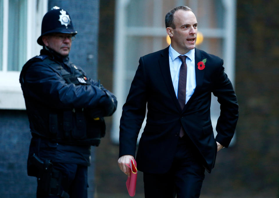 Brexit secretary Dominic Raab arrives at Downing Street in London. Henry Nicholls/Reuters