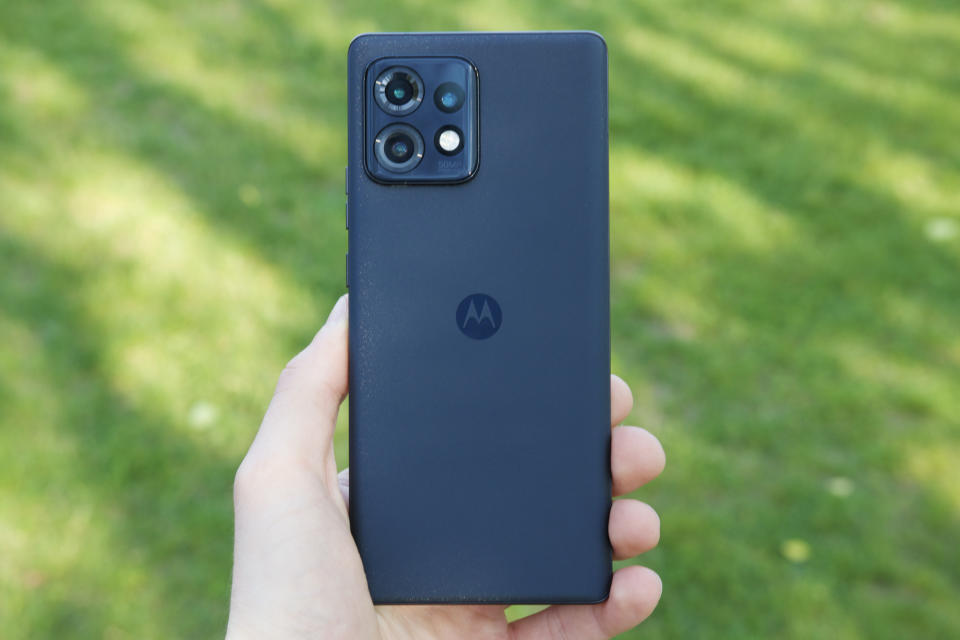 Someone holding the Motorola Edge Plus (2023).