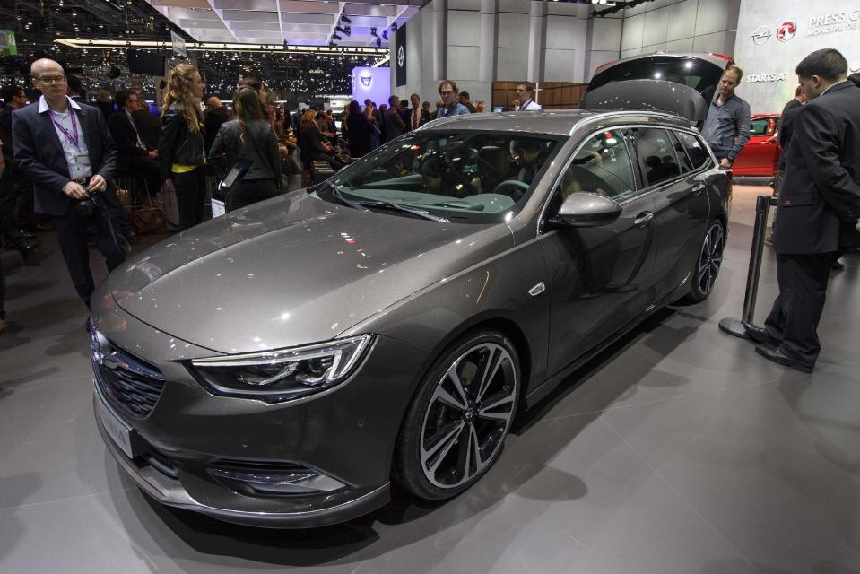 The New Opel Insignia Sports Tourer is presented during the press day at the 87th Geneva International Motor Show in Geneva, Switzerland, Tuesday, March7, 2017. The Motor Show will open its gates to the public from March 9 to 19. (Martial Trezzini/Keystone via AP)