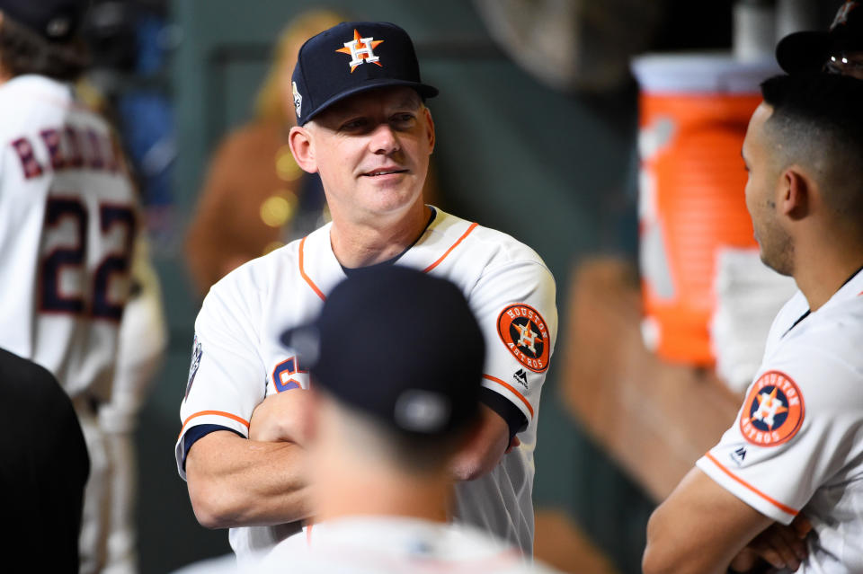 Punishments could be coming soon to A.J. Hinch and the Astros in the sign-stealing scandal. (Photo by Cooper Neill/MLB Photos via Getty Images)