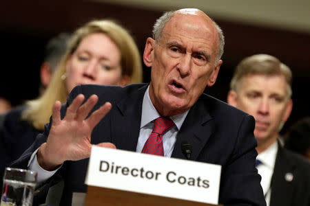 FILE PHOTO: U.S. Director of National Intelligence Dan Coats testifies before the Senate Armed Services Committee on worldwide threats on Capitol Hill in Washington, U.S., May 23, 2017. REUTERS/Yuri Gripas