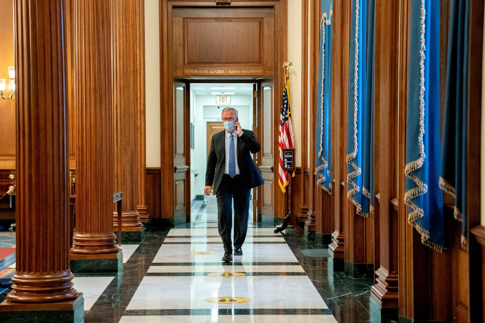Rep. John Katko walks through the Rayburn Room at the Capitol in Washington on May 11, 2021.