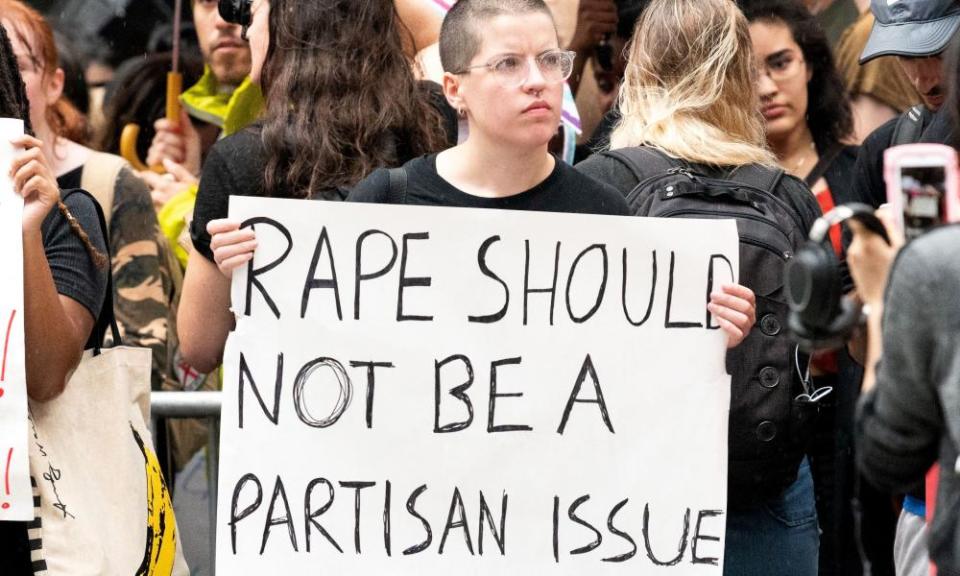 Stop Kavanaugh rally, New York, USA - 04 Oct 2018Mandatory Credit: Photo by Michael Brochstein/SOPA Images/REX/Shutterstock (9915136k) A woman seen holding a placard during the protest. Stop Kavanaugh rally, New York, USA - 04 Oct 2018 Protesters took the streets against the confirmation of Brett Kavanaugh as a Supreme Court Justice. The protest took place on Fifth Avenue starting at Trump Tower at 56th Street and headed south along Fifth Avenue in New York City.