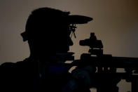 LONDON, ENGLAND - AUGUST 06: Matthew Emmons of the United States competes during the Men's 50m Rifle 3 Positions Shooting on Day 10 of the London 2012 Olympic Game at the Royal Artillery Barracks on August 5, 2012 in London, England. (Photo by Lars Baron/Getty Images)