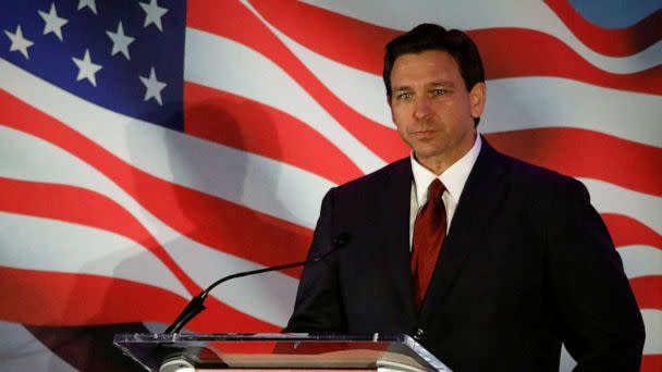 PHOTO: Florida Governor Ron DeSantis speaks during the Florida Family Policy Council Annual Dinner Gala, in Orlando, Fla., May 20, 2023. (Marco Bello/Reuters, FILE)