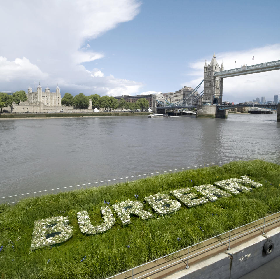 Burberry was a sponsor of Queen Elizabeth’s Platinum Jubilee celebrations. As part of a series of activities it created a floating meadow on the Thames. - Credit: Courtesy image