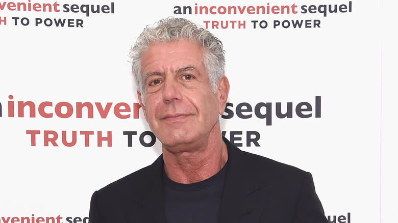 Anthony Bourdain looking at camera