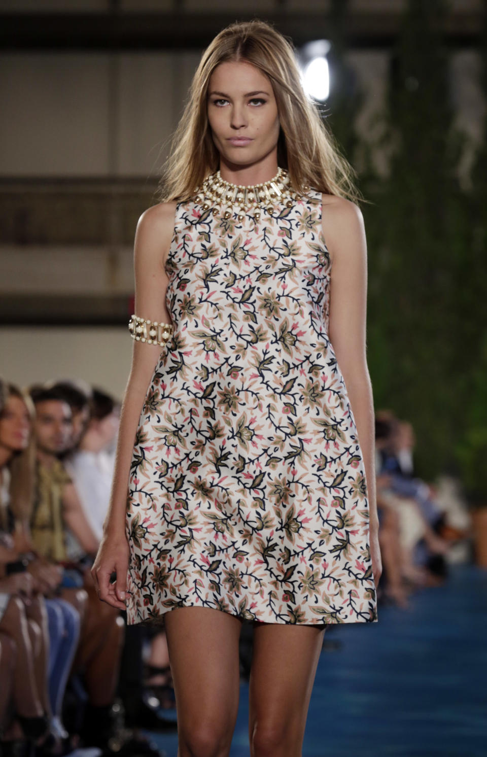 The Tory Burch Spring 2014 collection is modeled during Fashion Week in New York, Tuesday, Sept. 10, 2013. (AP Photo/Richard Drew)