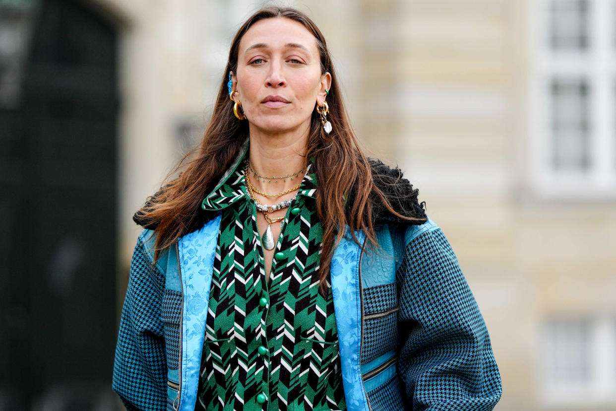 Alana Hadid models at Copenhagen Fashion Week on Aug. 9 in Denmark. (Edward Berthelot/Getty Images)