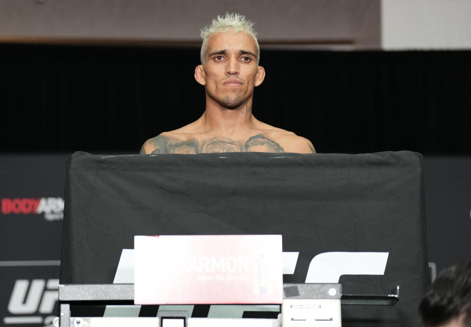 Charles Oliveira, pictured here after missing weight for the fifth time in his career.