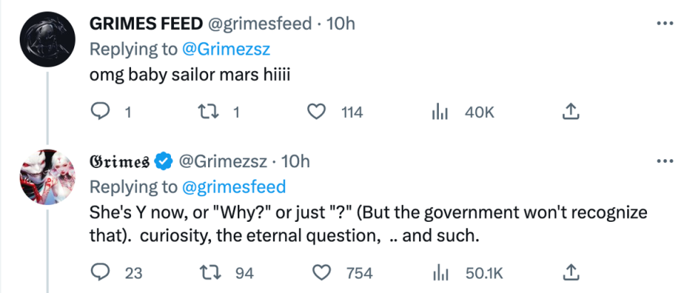 Grimes clarified she’s shortened her daughter’s name (Grimes/Twitter)