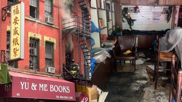 After fire, community rallies to save Yu & Me Books in NYC's