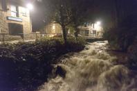 The River Coombe in Cornwall has burst its banks for the second time since November (Alex Atack/Rex Features)
