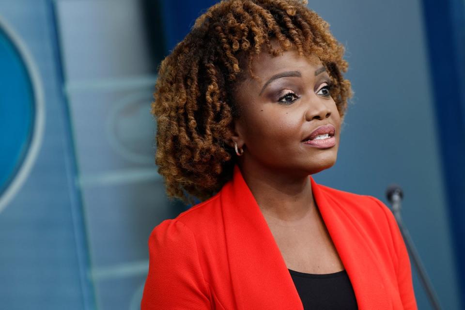 Karine Jean-Pierre speaks during a daily news briefing on 25 March (Getty)