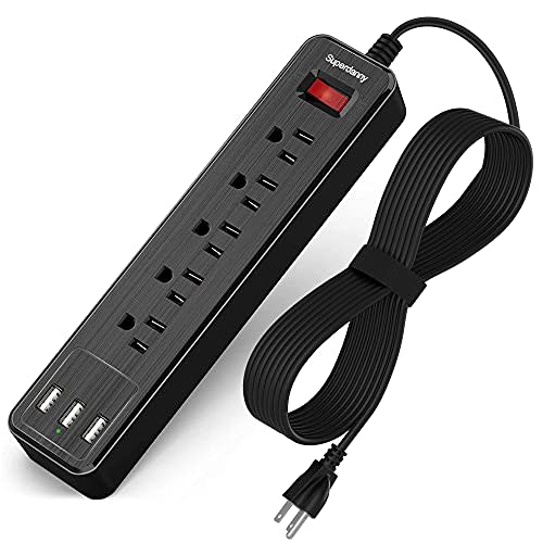 16.4 FT Power Strip, SUPERDANNY Black USB Surge Protector Power Strip, Mountable Extension Cord…