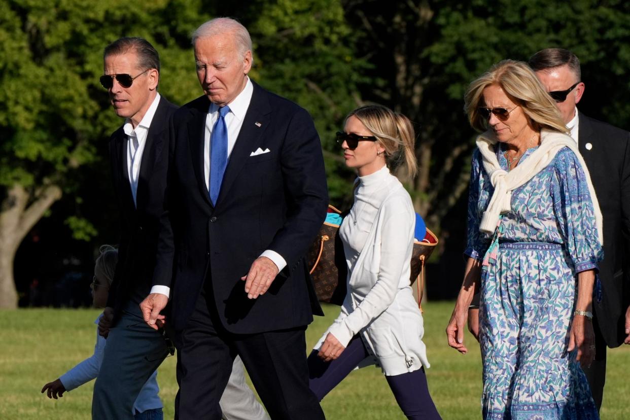 <span>President Joe Biden with grandson Beau Biden, son Hunter Biden, daughter-in-law Melissa Cohen Biden and first lady Jill Biden on 1 July.</span><span>Photograph: Jacquelyn Martin/AP</span>