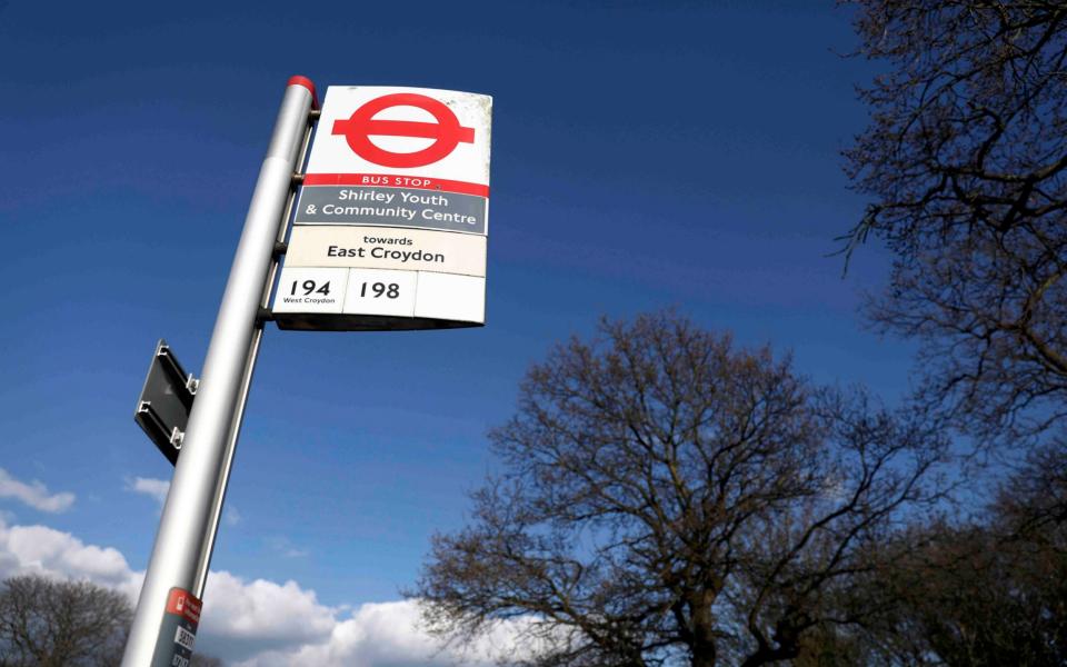 bus stop near the Goat Pub in Croydon, London - Credit: Neil Hall /Reuters
