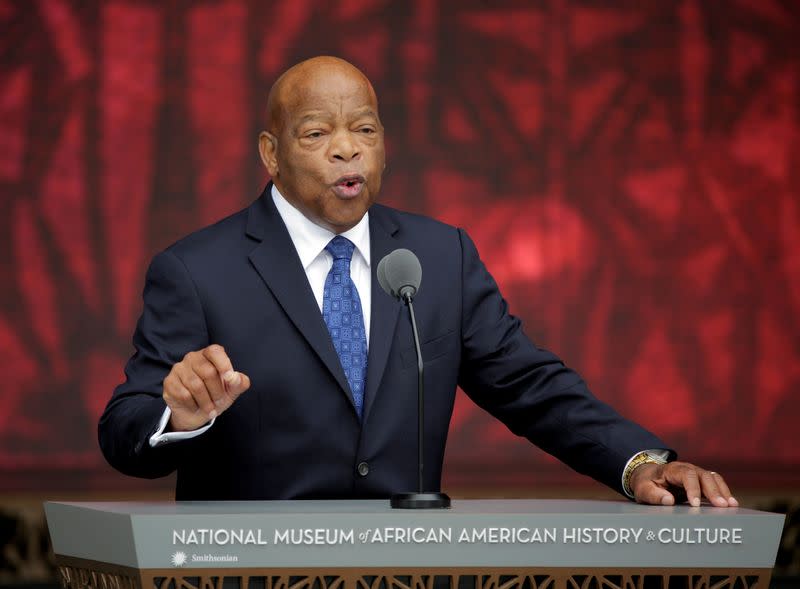 FILE PHOTO: Rep. John Lewis (D-GA) speaks at the dedication of the Smithsonian’s National Museum of African American History and Culture in Washington