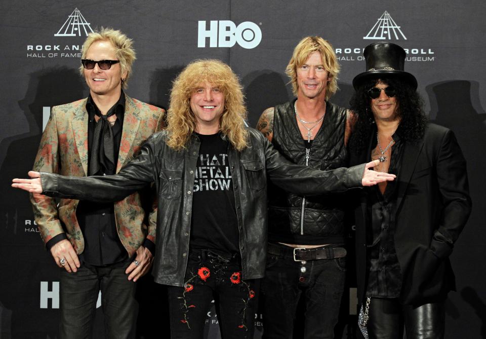 Guns N' Roses members, from left: Matt Sorum, Steven Adler, Duff McKagan and Slash. Adler will perform at Agua Caliente Resort Casino Spa in Rancho Mirage, Calif., on Saturday.