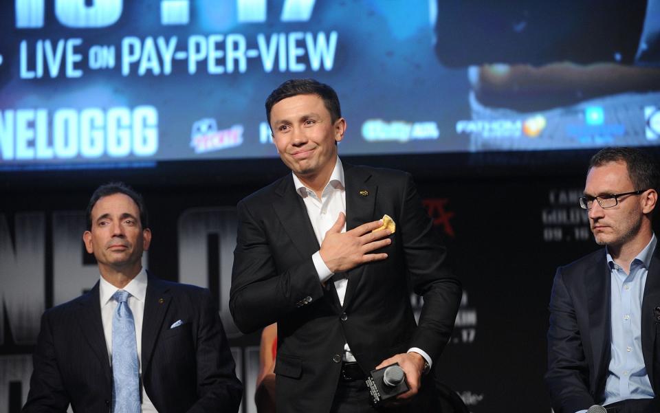 Middleweight World Champion Gennadi Golovkin attends the Canelo Alvarez and Gennady Golovkin Press Tour - Credit:  Getty Images North America