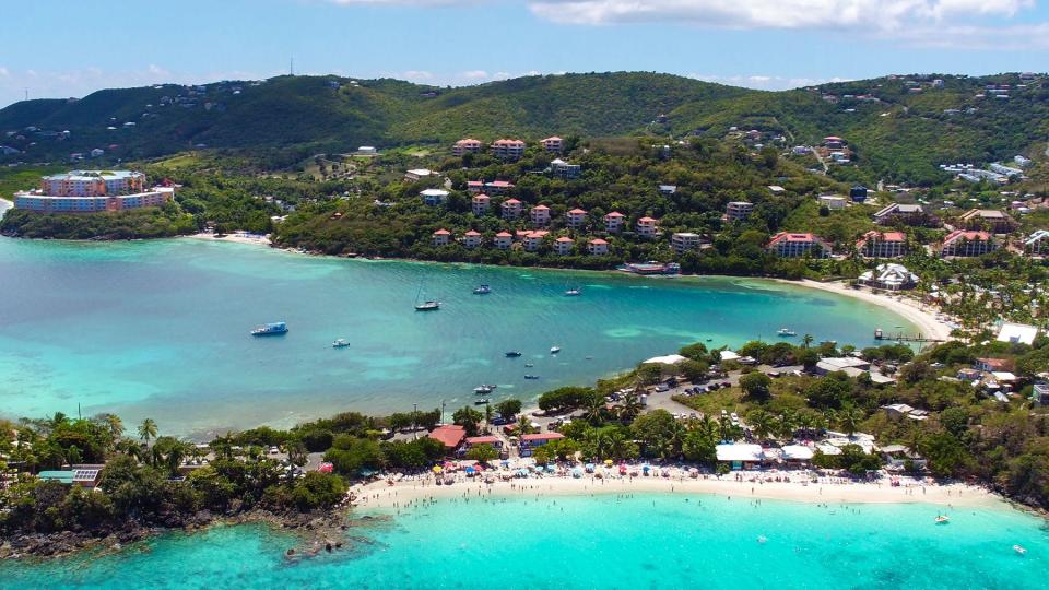 aerial view of coki point and coki beach, St Thomas, United States Virgin Islands