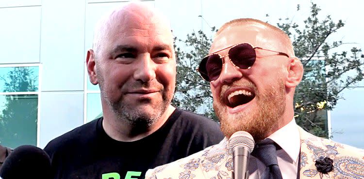Dana White smile and Conor McGregor laughing