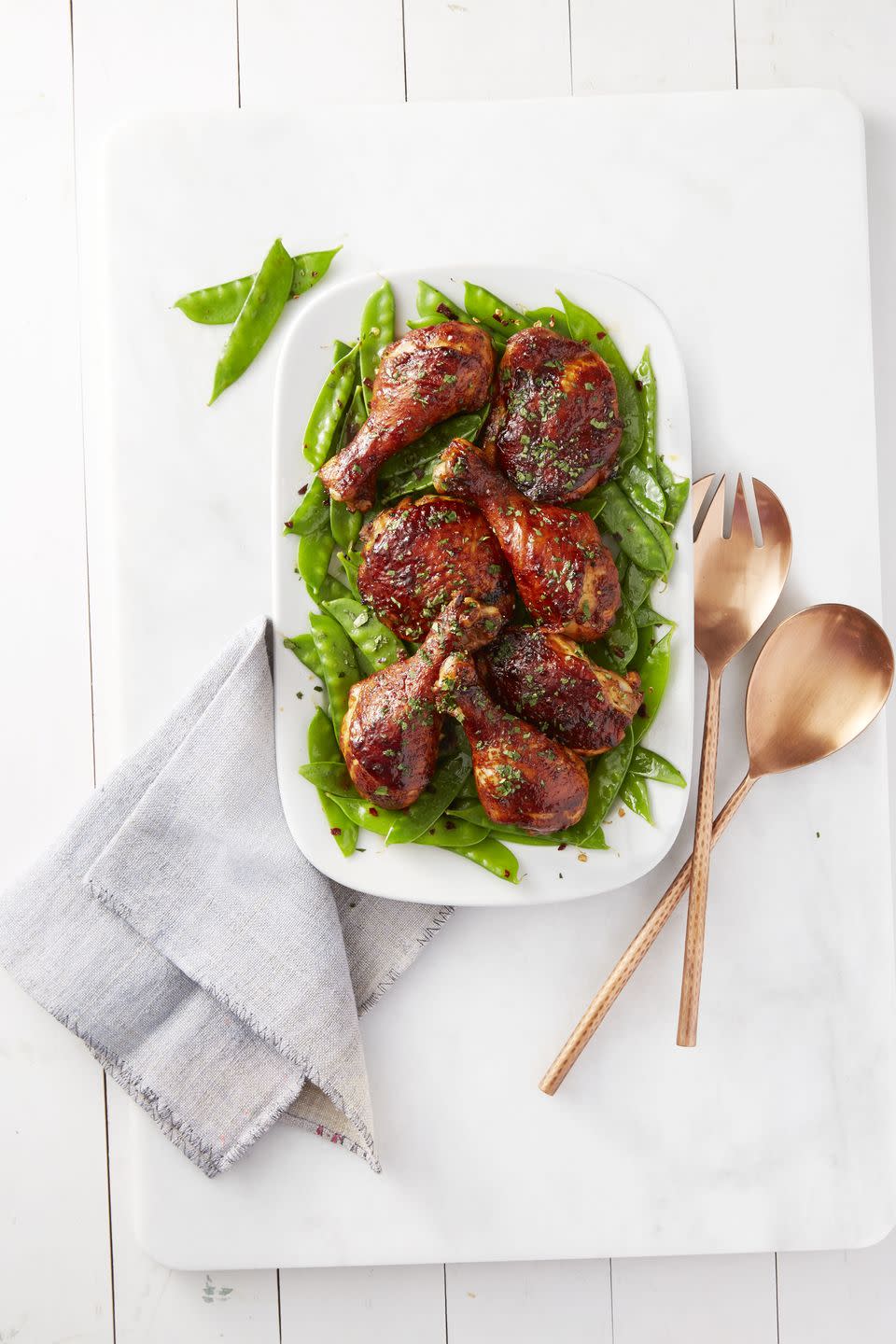 Sweet & Sticky Chicken With Snow Peas