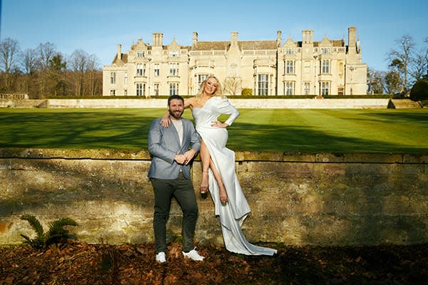 Kristina Rihanoff poses in white dress as she joins Ben Cohen