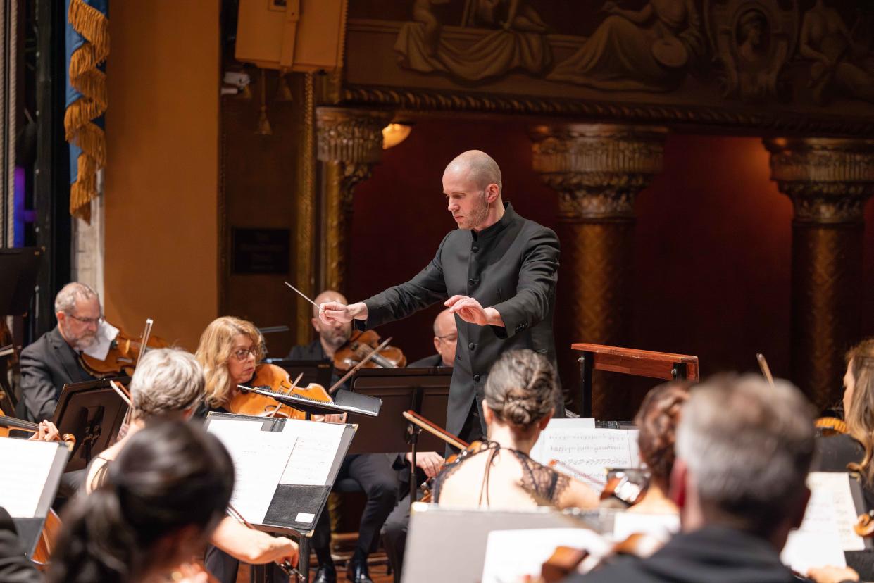 ProMusica Chamber Orchestra Music Director David Danzmayr conducts the orchestra during a concert.