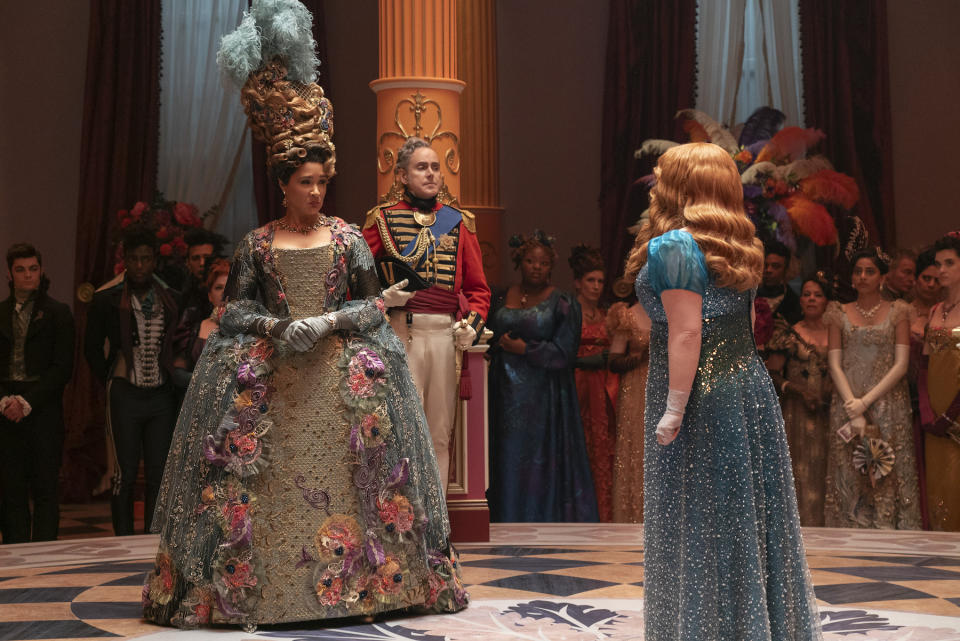 Bridgerton. (L to R) Golda Rosheuvel as Queen Charlotte, Nicola Coughlan as Penelope Featherington in episode 308 of Bridgerton. Cr. Liam Daniel/Netflix © 2024