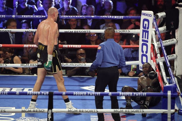 Tyson Fury, left, defeated Deontay Wilder last year (Bradley Collyer/PA)