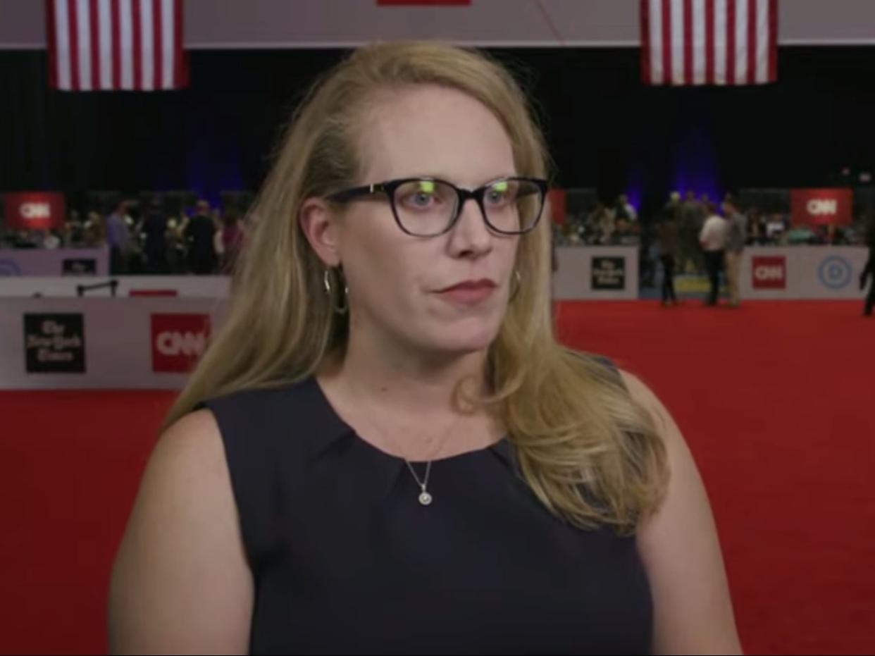 Campaign manager for Joe Biden’s 2020 presidential campaign, Jen O’Malley Dillon, speaking in October 2019 ((CBS News))