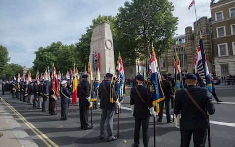 The Royal Naval Association honours modern naval heroes at Biennial Cenotaph Parade in Whitehall - Credit:  JULIAN SIMMONDS