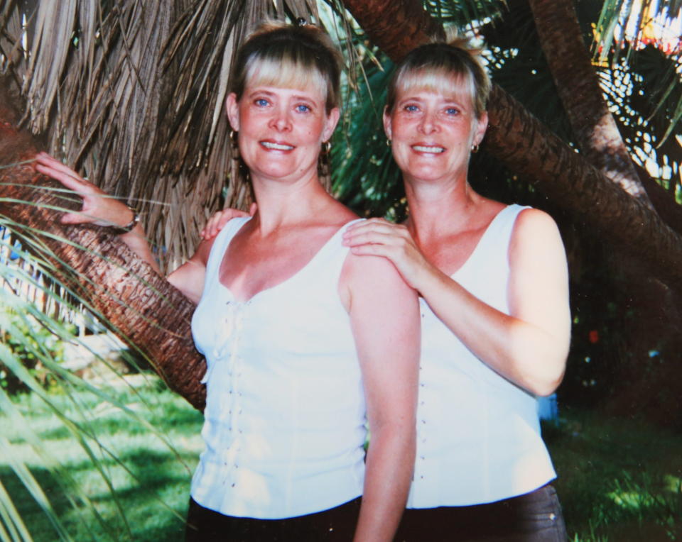 Coles (right) and Heffernan on holiday in 2000 when they were aged 46. (SWNS)