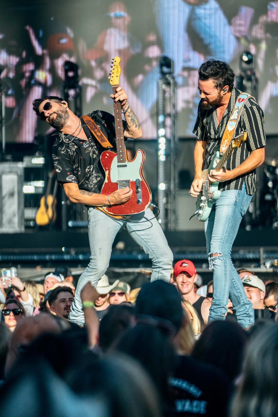 Old Dominion performs at Milwaukee's American Family Field on May 14. The group was one of three openers for country star Kenny Chesney in the first stadium concert in Milwaukee since 2019.